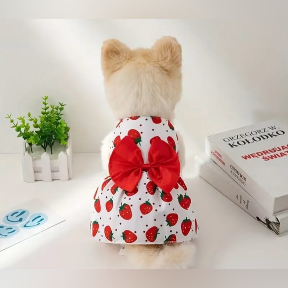 Other - Dogs dress strawberry design with a red bow size small for small breed New